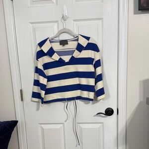 Sunday in Brooklyn Blue and Cream Striped Top